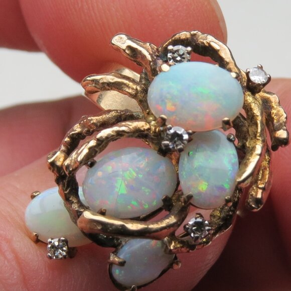 $7800 14k Diamond Opal Vintage Ring - Picture 1 of 6